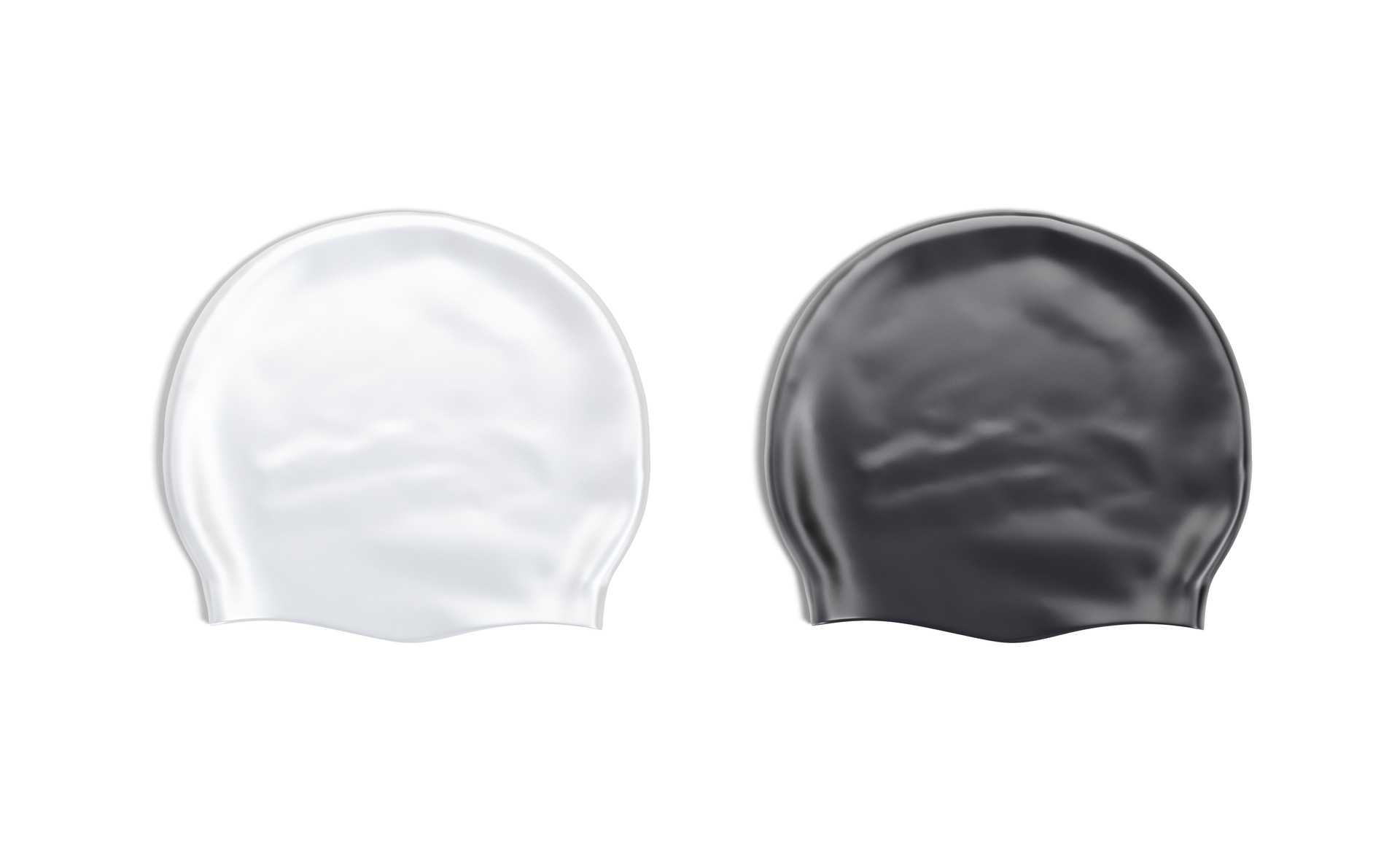 Blank black and white sport swim cap mockup, top view